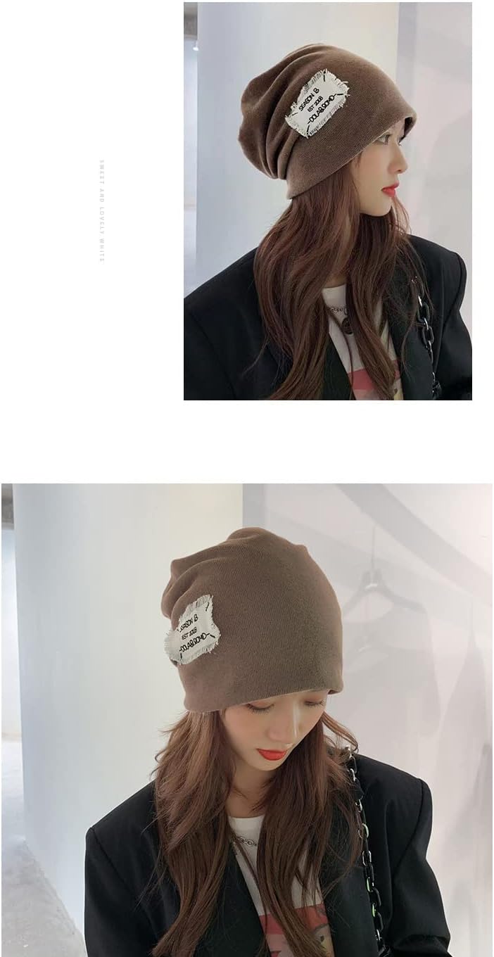 Women Y2K Slouchy Skully Cap Korean Retro Face Graphic
